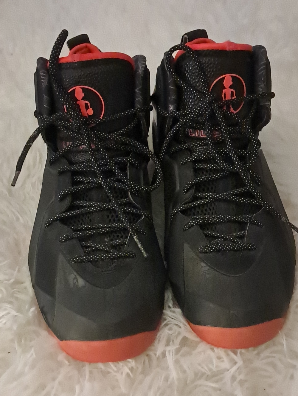 Nike Lil Penny 2014 Black and Atomic Red High-Top Men's Sneakers